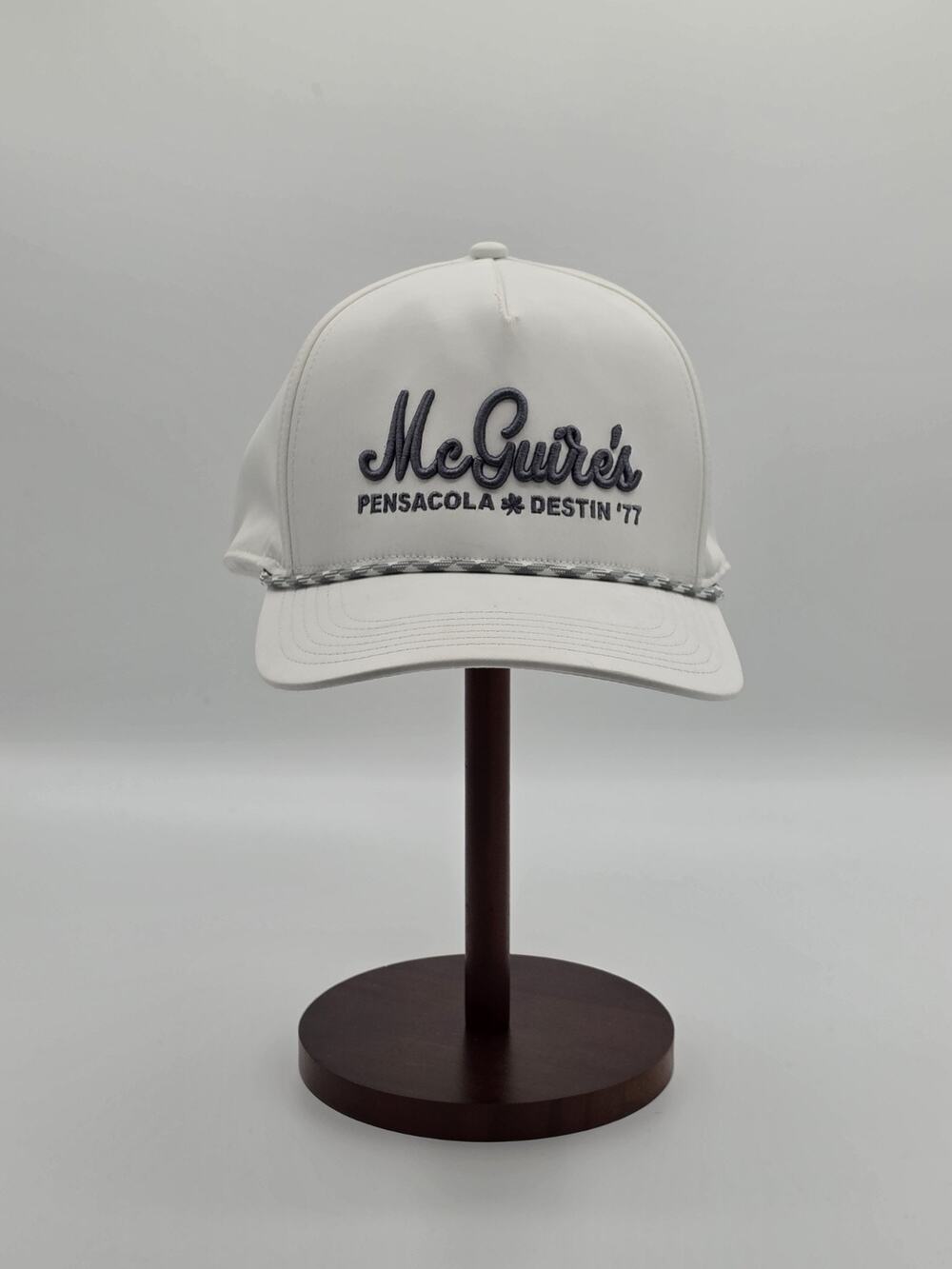 McGuire's Pensacola Destin '77 Legacy92 Rope Snapback Hat White Florida Cap